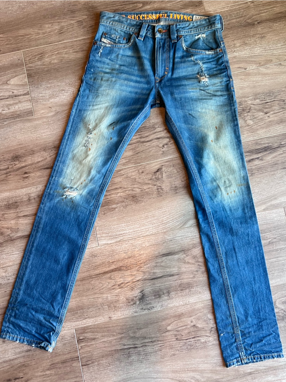 Diesel Thavar Blue Distressed Slim Fit Jeans 29